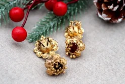 Pamono Asian Style 18 Karat Rose Gold Earrings with Articulated Firecracker Pendants, Set of 2> Earrings
