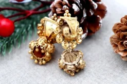 Pamono Asian Style 18 Karat Rose Gold Earrings with Articulated Firecracker Pendants, Set of 2><noscript><img width=