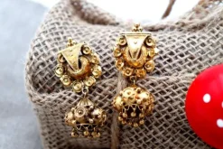 Pamono Asian Style 18 Karat Rose Gold Earrings with Articulated Firecracker Pendants, Set of 2><noscript><img width=