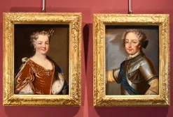 Pamono Atelier of Pierre Gobert, Louis XV King of France & Maria Leszczynska, 18th Century, Oil on Canvases, Framed, Set of 2> Old Masters