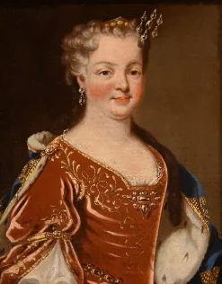 Pamono Atelier of Pierre Gobert, Louis XV King of France & Maria Leszczynska, 18th Century, Oil on Canvases, Framed, Set of 2><noscript><img width=