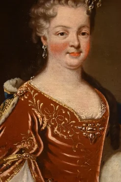 Pamono Atelier of Pierre Gobert, Louis XV King of France & Maria Leszczynska, 18th Century, Oil on Canvases, Framed, Set of 2><noscript><img width=