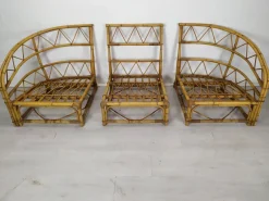 Discount Pamono Audoux Rattan Living Room Modular Bench by Adrien Audoux & Frida Minet, 1960s, Set of 3