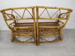 Discount Pamono Audoux Rattan Living Room Modular Bench by Adrien Audoux & Frida Minet, 1960s, Set of 3