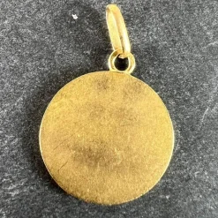 Sale Pamono Augis French 18 Karat Yellow Gold More Than Yesterday and Diamond Love Charm Pendant, 1920s