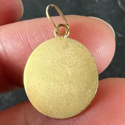 Sale Pamono Augis French 18 Karat Yellow Gold More Than Yesterday and Diamond Love Charm Pendant, 1920s