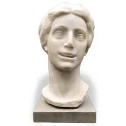 Pamono Aurelio Bossi, Bust of a Woman, 1920s-1940s, White Marble> Sculpture