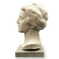 Pamono Aurelio Bossi, Bust of a Woman, 1920s-1940s, White Marble><noscript><img width=