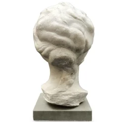 Pamono Aurelio Bossi, Bust of a Woman, 1920s-1940s, White Marble><noscript><img width=