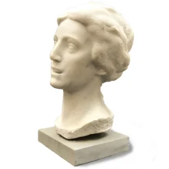 Pamono Aurelio Bossi, Bust of a Woman, 1920s-1940s, White Marble><noscript><img width=