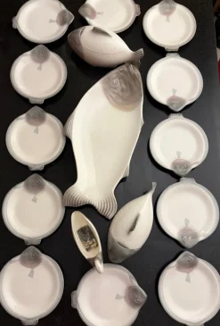 Pamono Austrian Antique Fish Diner Service, 1920s, Set of 16> Dinnerware Accessories