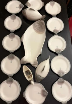 Pamono Austrian Antique Fish Diner Service, 1920s, Set of 16> Dinnerware Accessories