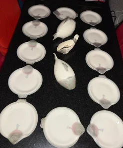 Pamono Austrian Antique Fish Diner Service, 1920s, Set of 16><noscript><img width=