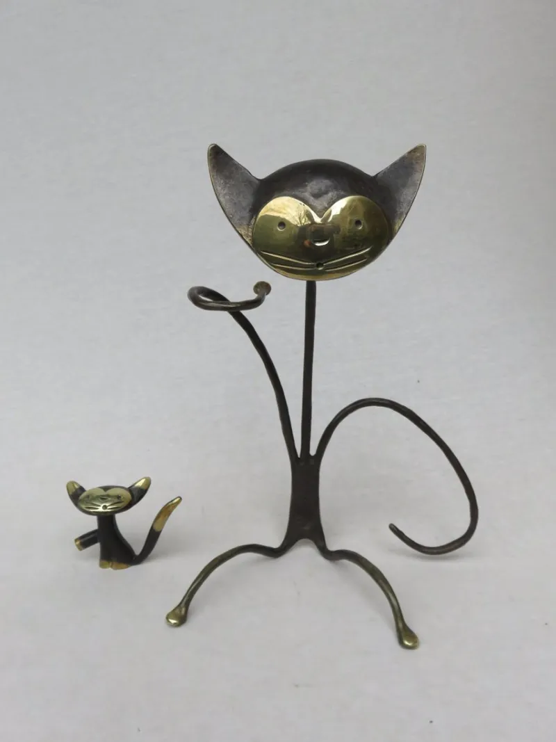 Outlet Pamono Austrian Cat Bottle Holder & Corkscrew from Walter Bosse, 1950s, Set of 2