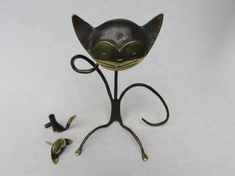 Outlet Pamono Austrian Cat Bottle Holder & Corkscrew from Walter Bosse, 1950s, Set of 2