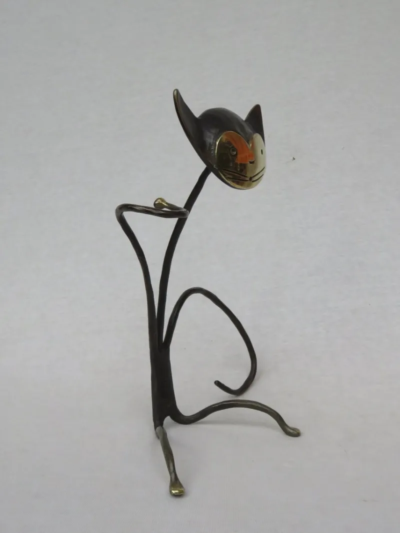 Outlet Pamono Austrian Cat Bottle Holder & Corkscrew from Walter Bosse, 1950s, Set of 2