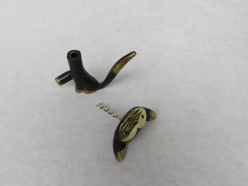 Outlet Pamono Austrian Cat Bottle Holder & Corkscrew from Walter Bosse, 1950s, Set of 2