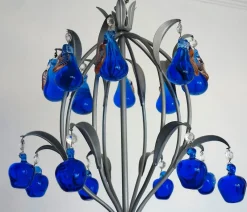 Best Pamono Austrian Chandelier in Cobalt Blue Murano Glass, 1970s