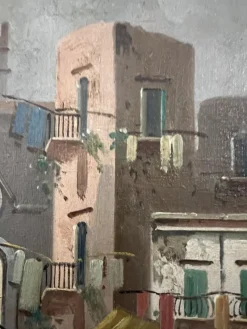 Sale Pamono B. Ciappa, Place du village animée, Oil on Canvas