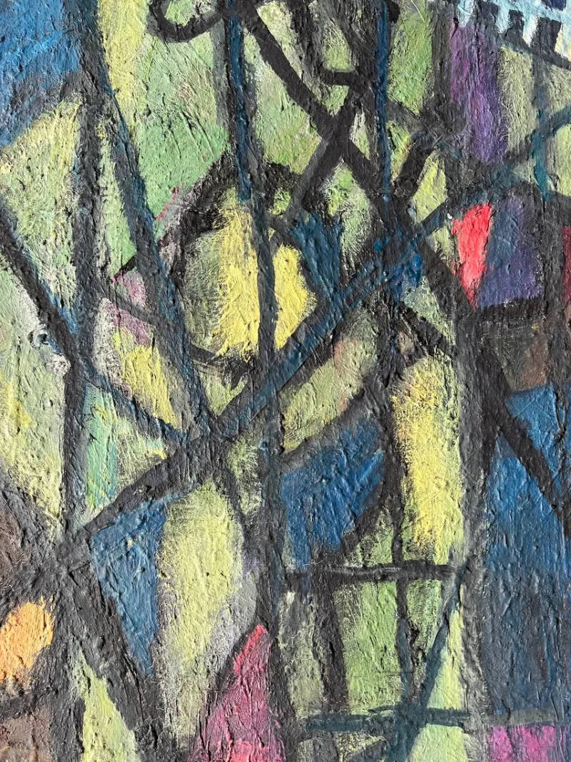 Discount Pamono B. Pàlf, Abstract Composition, 1967, Oil on Wood