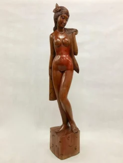 Hot Pamono Balinese Artist, Carved Statue of Woman, 1960s
