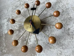 Discount Pamono Ball Clock in Brass and Wood by George Nelson, 1955