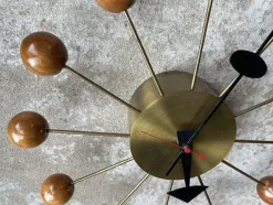 Discount Pamono Ball Clock in Brass and Wood by George Nelson, 1955