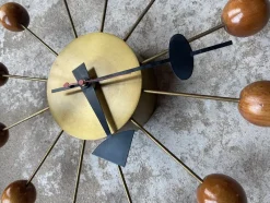 Discount Pamono Ball Clock in Brass and Wood by George Nelson, 1955
