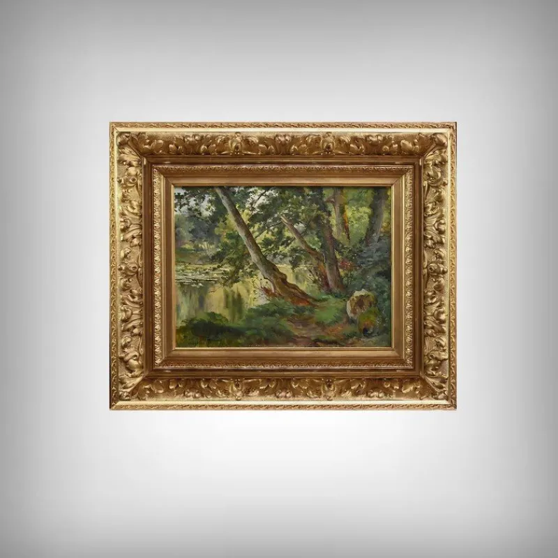 Pamono Ballue, The River, 1890s, Oil on Canvas, Framed> Painting