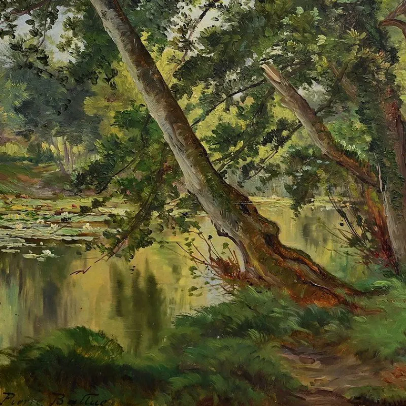 Pamono Ballue, The River, 1890s, Oil on Canvas, Framed> Painting