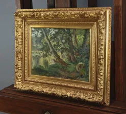 Pamono Ballue, The River, 1890s, Oil on Canvas, Framed><noscript><img width=