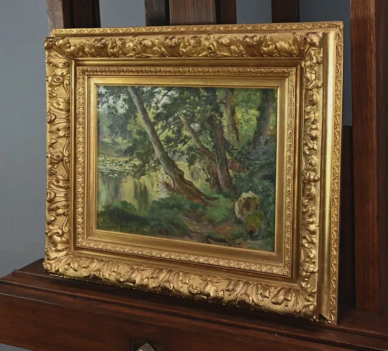 Pamono Ballue, The River, 1890s, Oil on Canvas, Framed> Painting