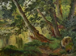 Pamono Ballue, The River, 1890s, Oil on Canvas, Framed><noscript><img width=