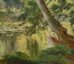 Pamono Ballue, The River, 1890s, Oil on Canvas, Framed><noscript><img width=