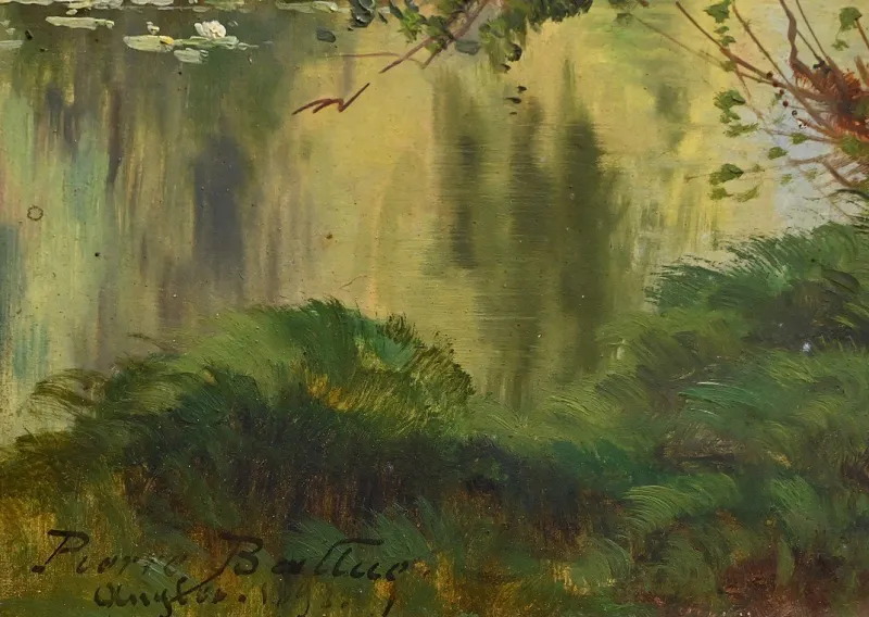 Pamono Ballue, The River, 1890s, Oil on Canvas, Framed> Painting