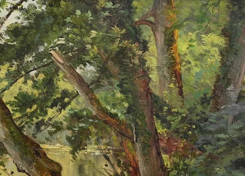 Pamono Ballue, The River, 1890s, Oil on Canvas, Framed> Painting