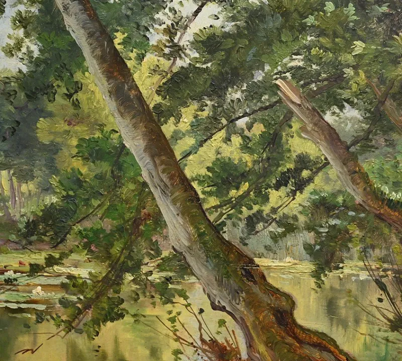 Pamono Ballue, The River, 1890s, Oil on Canvas, Framed> Painting