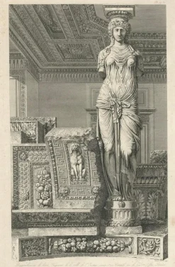 Pamono Baltard, Architectural Illustration of a Caryatid, Cabinet d'Henri IV, 1800, Engraving
