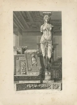 Pamono Baltard, Architectural Illustration of a Caryatid, Cabinet d'Henri IV, 1800, Engraving