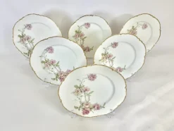 Pamono Baltimore Rose Dinner Plates from Haviland Limoges, 1888, Set of 6><noscript><img width=
