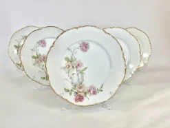 Pamono Baltimore Rose Dinner Plates from Haviland Limoges, 1888, Set of 6><noscript><img width=