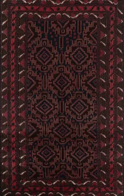 Pamono Baluch Rug in Red and Blue Patterns from R&K Principal Jahanshah Nazmiyal> Carpets & Textiles|Carpets & Textiles