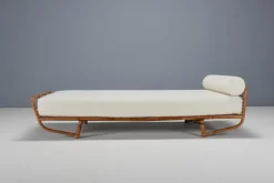 Pamono Bamboo and Rattan Daybed in Bouclé, Italy, 1960s><noscript><img width=