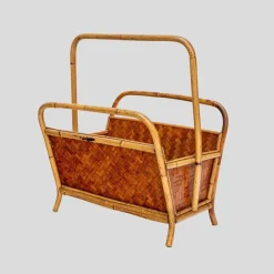 Pamono Bamboo and Rattan Magazine Holder, 1970s> Magazine Racks