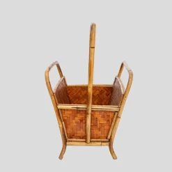 Pamono Bamboo and Rattan Magazine Holder, 1970s><noscript><img width=