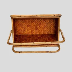 Pamono Bamboo and Rattan Magazine Holder, 1970s><noscript><img width=