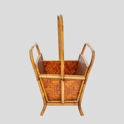Pamono Bamboo and Rattan Magazine Holder, 1970s><noscript><img width=