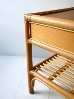Pamono Bamboo and Woven Rattan Bedside Tables from Dux, 1960s, Set of 2><noscript><img width=