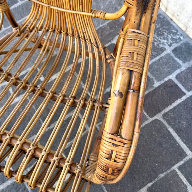 Discount Pamono Bamboo Coffee Table and Chairs, 1960s, Set of 3