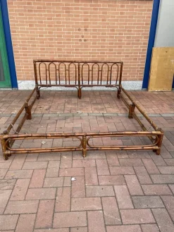 Pamono Bamboo Double Bed from Dal Vera, Italy, 1970s> Beds & Bedroom Sets